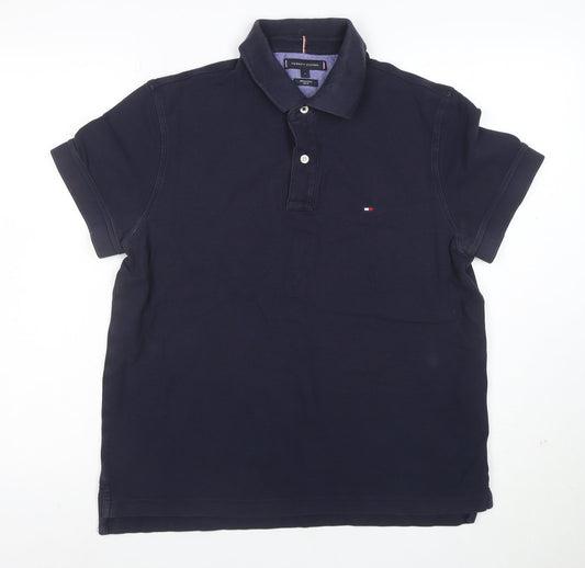 Tommy Hilfiger Men's Blue Slim Fit Premium Pique Polo L