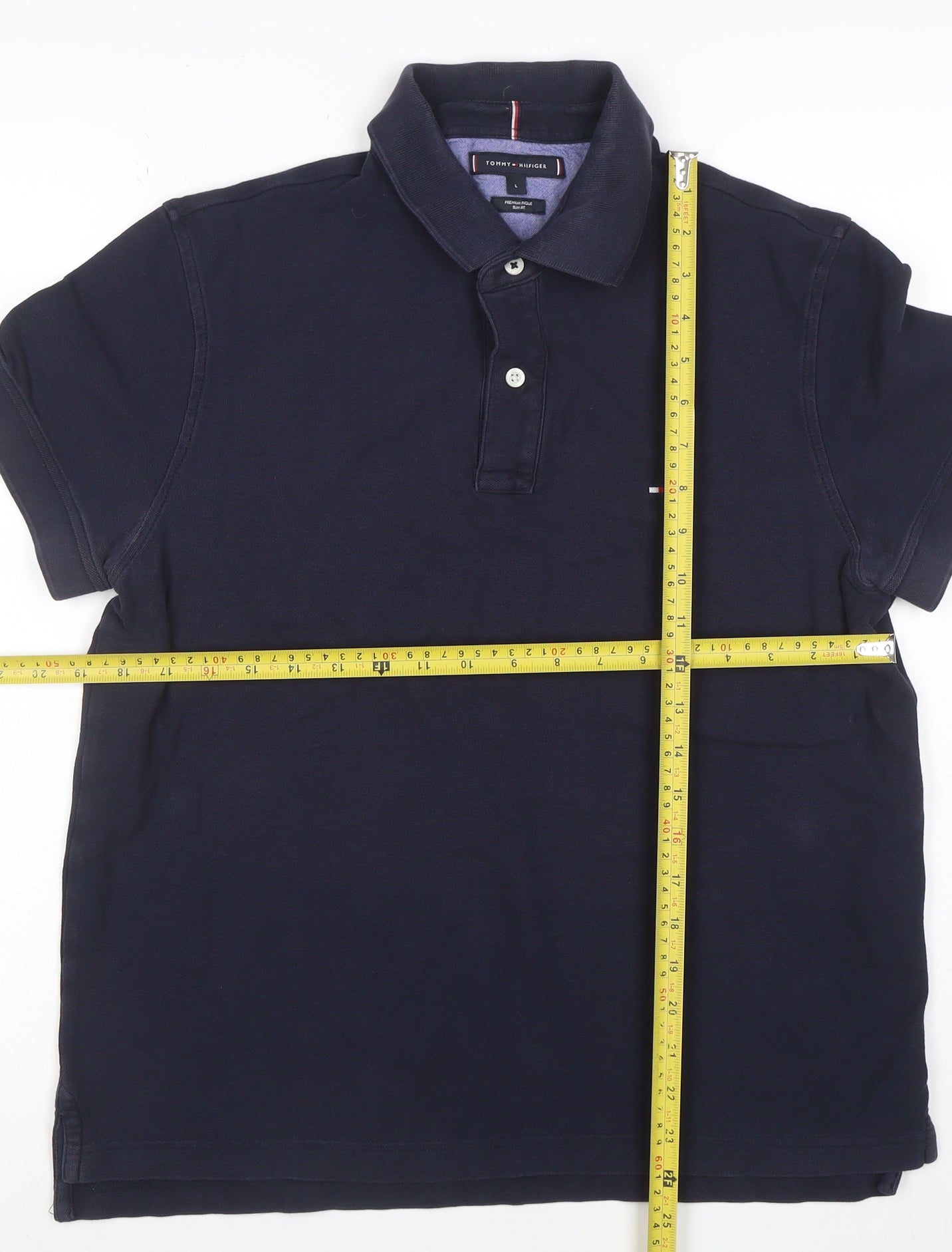 Tommy Hilfiger Men's Blue Slim Fit Premium Pique Polo L