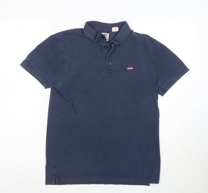 Levi's Men's Navy Blue Classic Cotton Short Sleeve Polo Shirt S