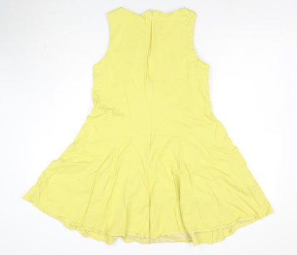 Reiss Women Yellow Fit & Flare Sleeveless Knee Length Dress UK 8