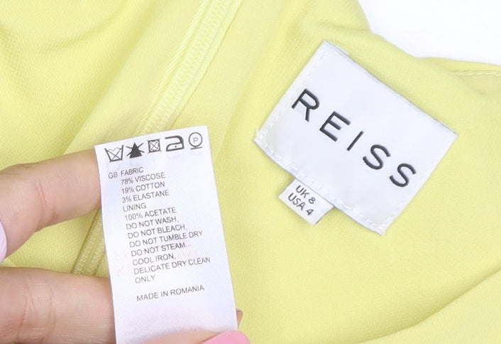 Reiss Women Yellow Fit & Flare Sleeveless Knee Length Dress UK 8