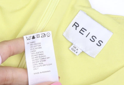 Reiss Women Yellow Fit & Flare Sleeveless Knee Length Dress UK 8