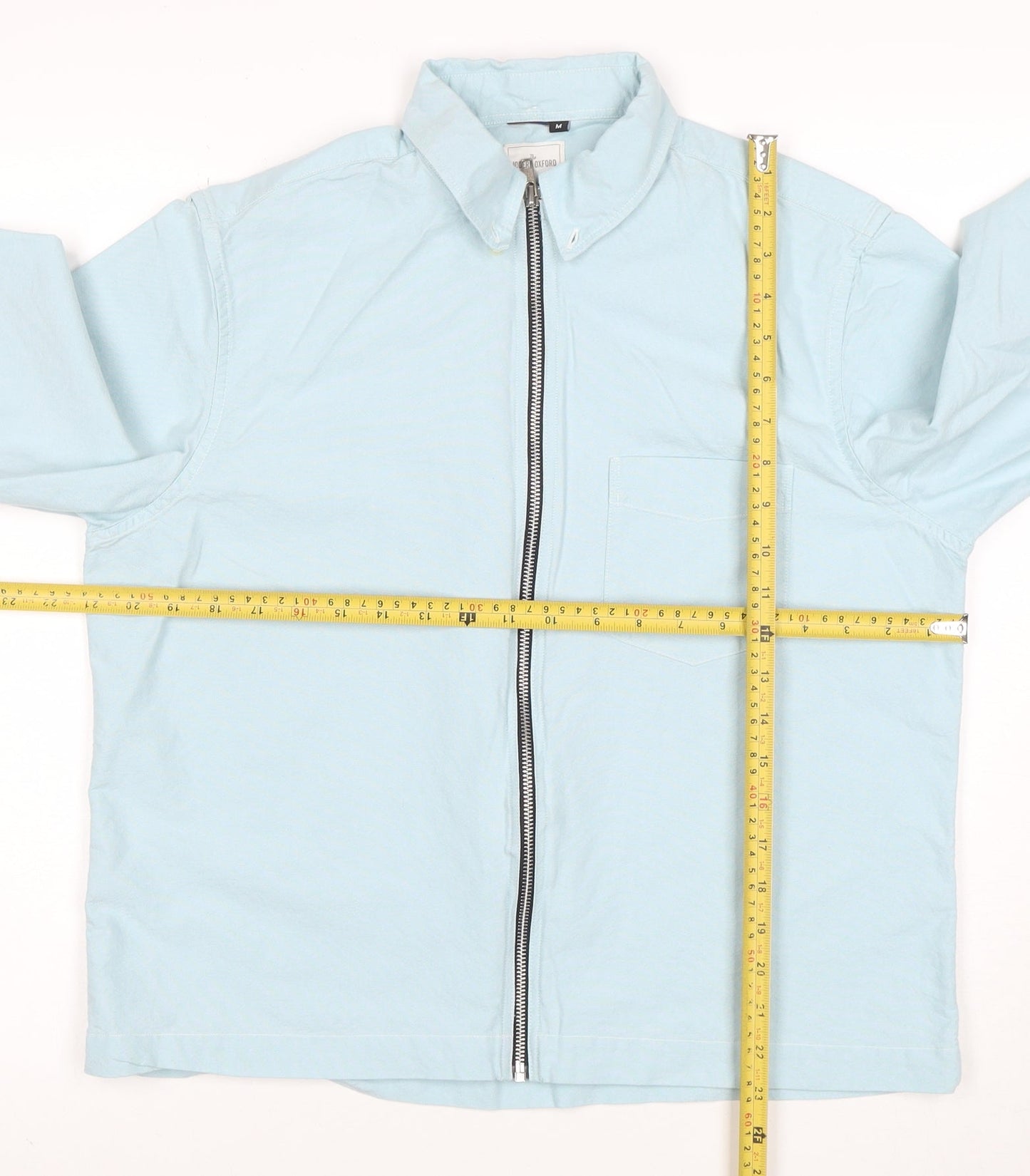 Gap Men’s Blue Oxford Zip-Up Button-Down Long Sleeve Shirt Size L