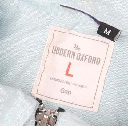 Gap Men’s Blue Oxford Zip-Up Button-Down Long Sleeve Shirt Size L