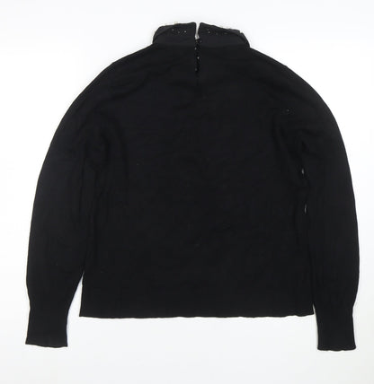 Nobody's Child Women's Black Collared Beaded Jumper Size M