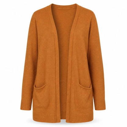 VILA Women Brown Knit Long Sleeve Open Cardigan XS