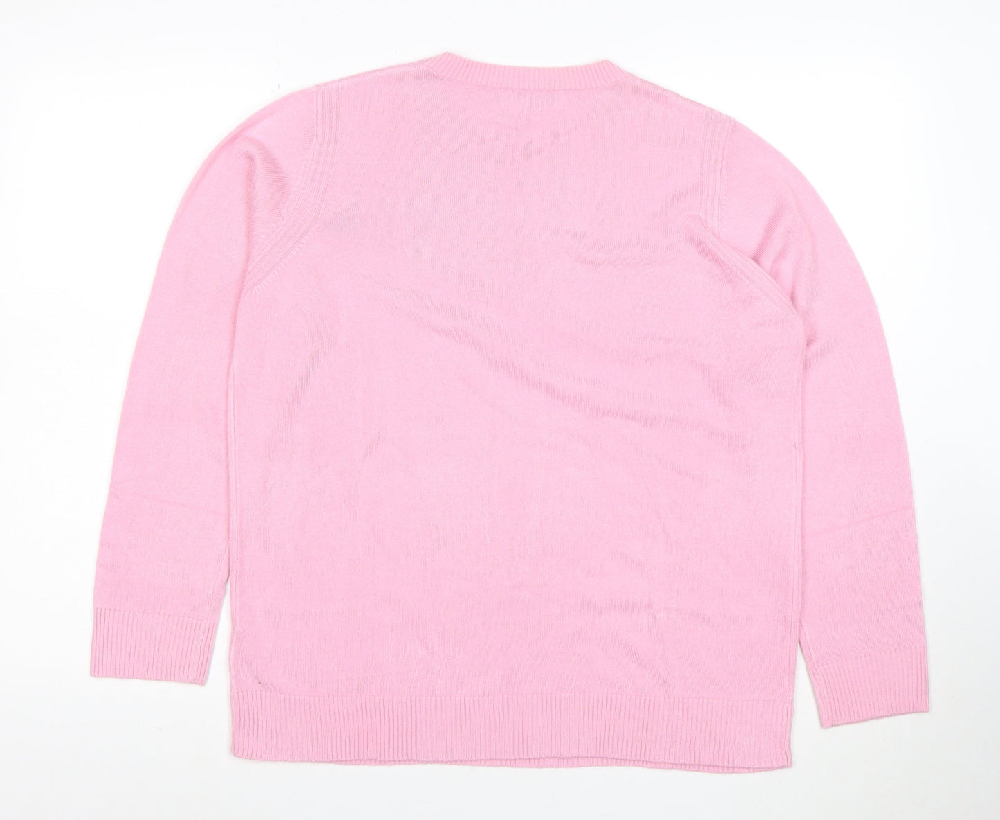 Marks and Spencer Women’s Pink Cotton Blend Crew Neck Jumper Size 14