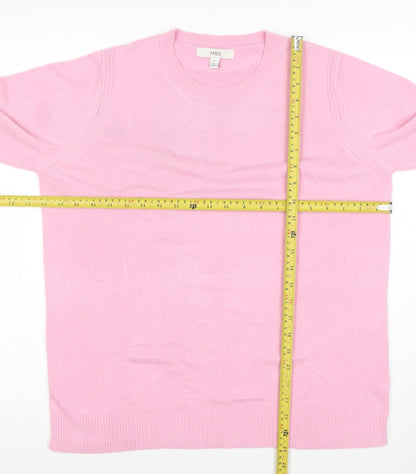 Marks and Spencer Women’s Pink Cotton Blend Crew Neck Jumper Size 14