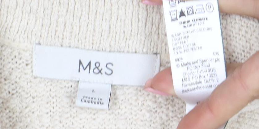 Marks and Spencer Women’s Beige Collared Knit Short Sleeve Cardigan L