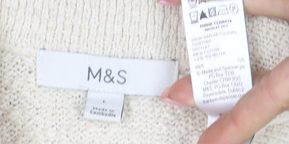 Marks and Spencer Women’s Beige Collared Knit Short Sleeve Cardigan L