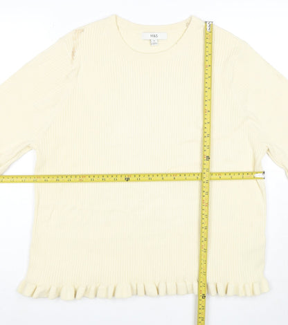 Marks and Spencer Womens Ivory Ruffle Hem Stretch Knit T-Shirt XL