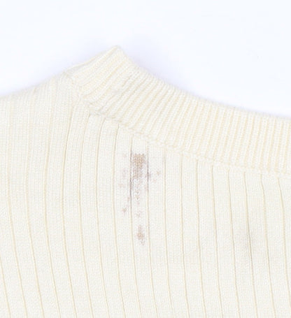 Marks and Spencer Womens Ivory Ruffle Hem Stretch Knit T-Shirt XL
