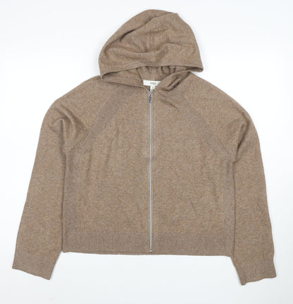 Marks and Spencer Women Beige Hooded Full Zip Jumper M