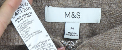 Marks and Spencer Women Beige Hooded Full Zip Jumper M
