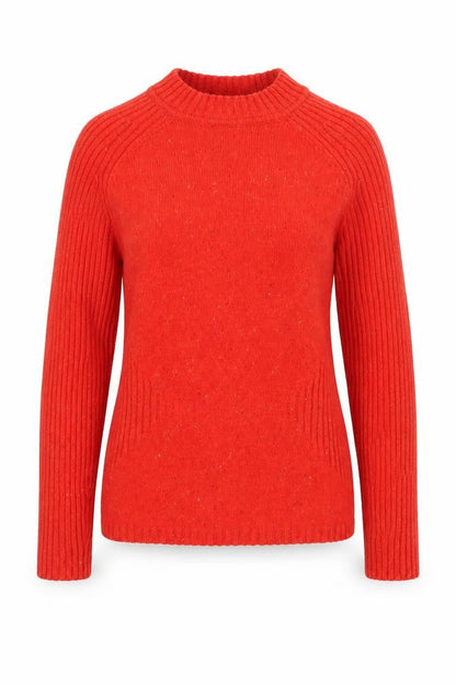 Jigsaw Women’s Red Wool Ribbed Crew Neck Jumper XS