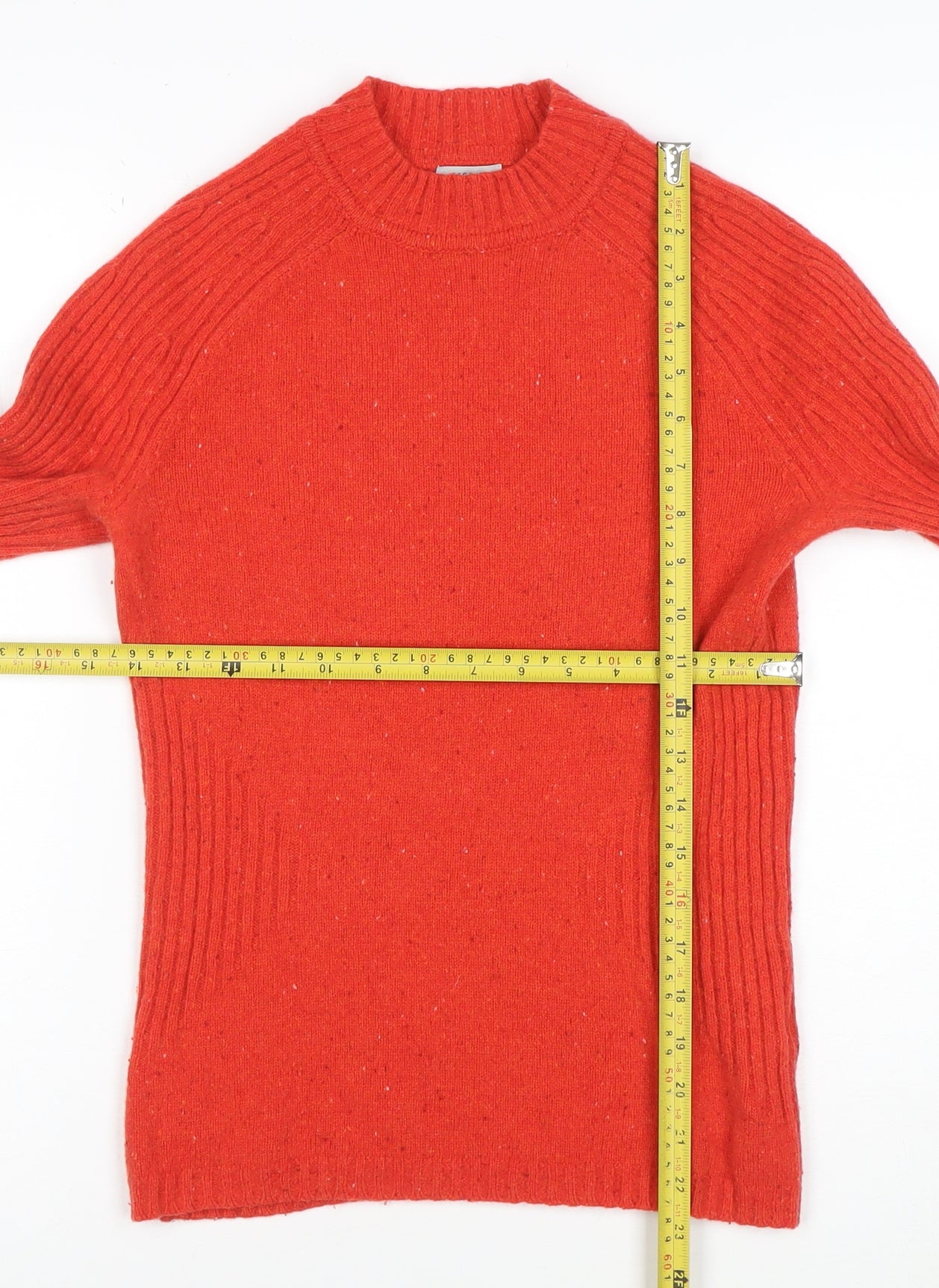 Jigsaw Women’s Red Wool Ribbed Crew Neck Jumper XS