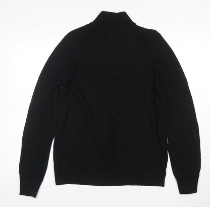 Marks and Spencer Men’s Black XL 1/4 Zip Merino Wool Jumper