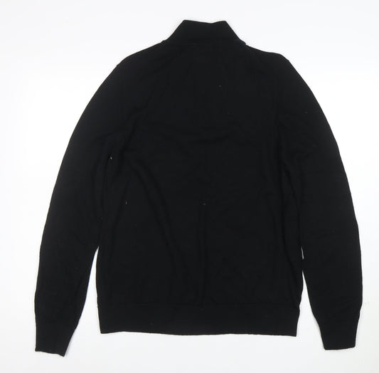 Marks and Spencer Men’s Black XL 1/4 Zip Merino Wool Jumper