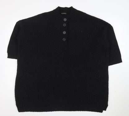 Two Danes Women's Black Lambswool Henley Jumper Size M