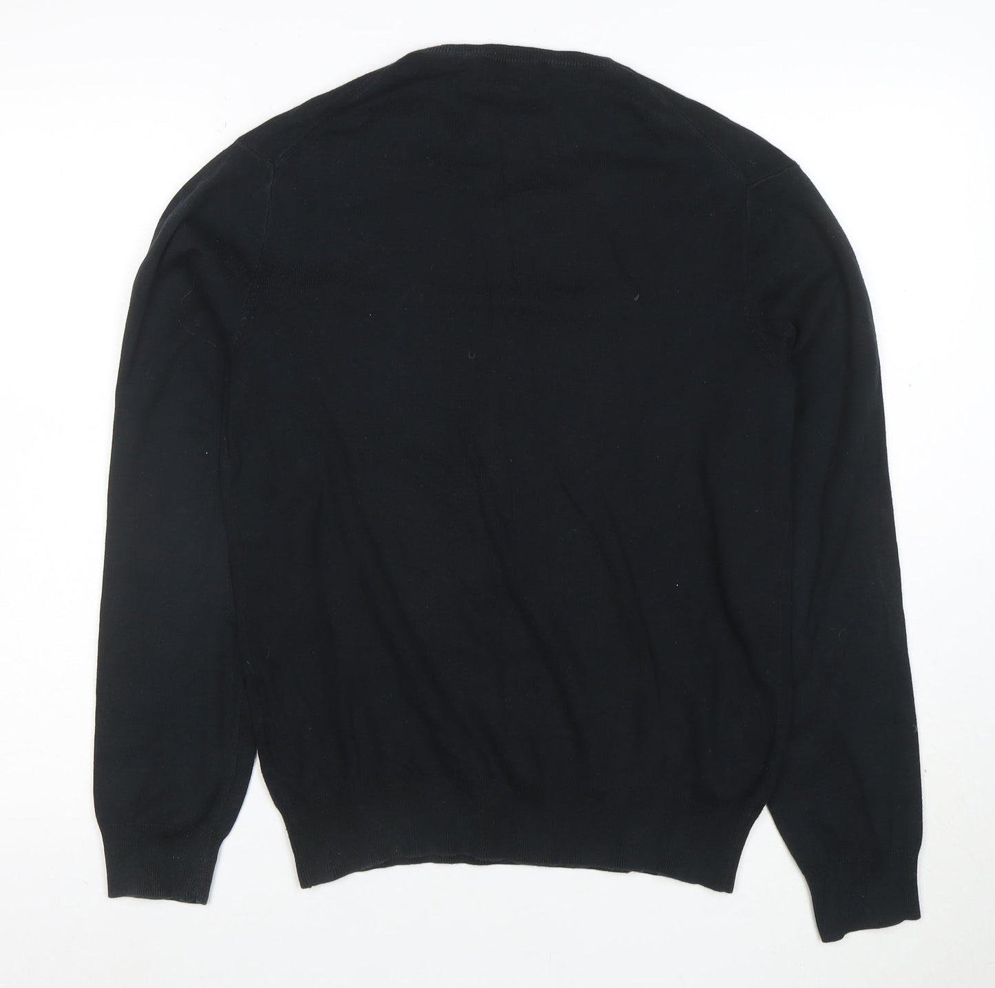 Ralph Lauren Men's Black V-Neck Cotton Jumper Size M