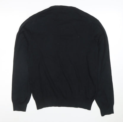 Ralph Lauren Men's Black V-Neck Cotton Jumper Size M
