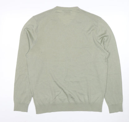 Marks and Spencer Men’s Green Merino Wool V-Neck Jumper L