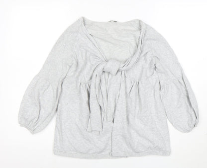 Mamas & Papas Womens Grey Knit Bow Front Cardigan Size 12-14