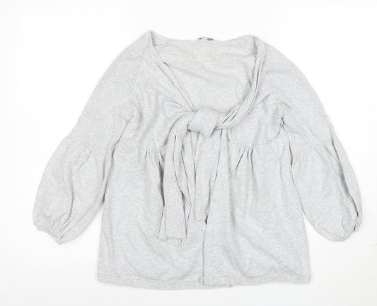 Mamas & Papas Womens Grey Knit Bow Front Cardigan Size 12-14