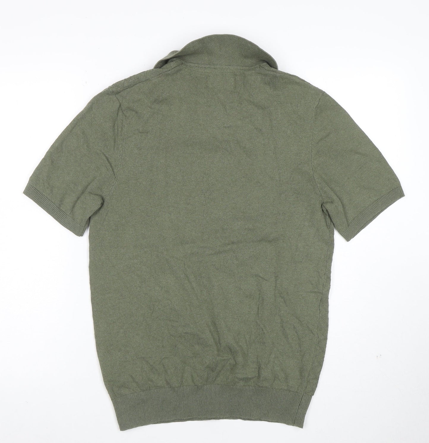 Threadbare Mens Green Short Sleeve Cotton Blend Polo Shirt Size S