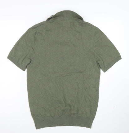Threadbare Mens Green Short Sleeve Cotton Blend Polo Shirt Size S