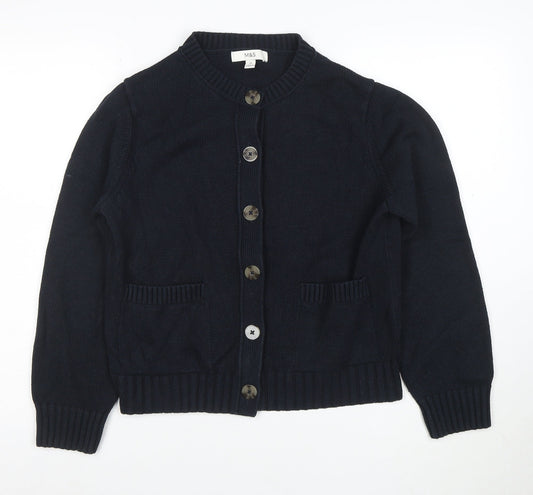 Marks and Spencer Women Black M Button Cardigan Knit Long Sleeve