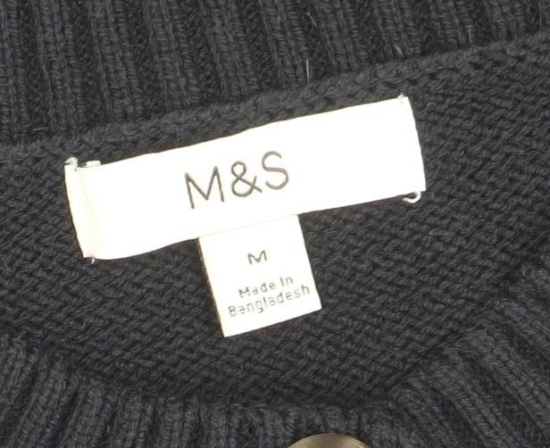 Marks and Spencer Women Black M Button Cardigan Knit Long Sleeve