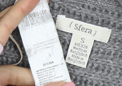 Sfera Women Grey Open Knit Long Sleeve Cardigan Size S