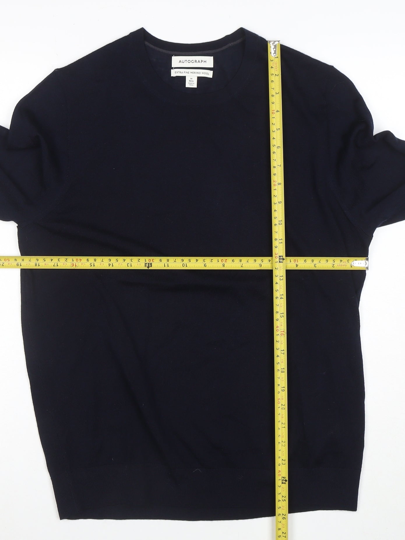 Marks and Spencer Men’s Navy Blue Merino Wool Crew Neck Jumper M