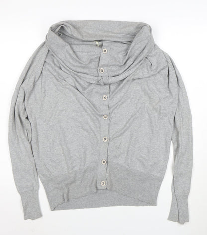 Nouvelle Edition Women's Grey Cowl Neck Long Sleeve Cardigan Size 14
