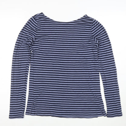 GAP Womens Blue Striped Long Sleeve Boat Neck Tee Size S
