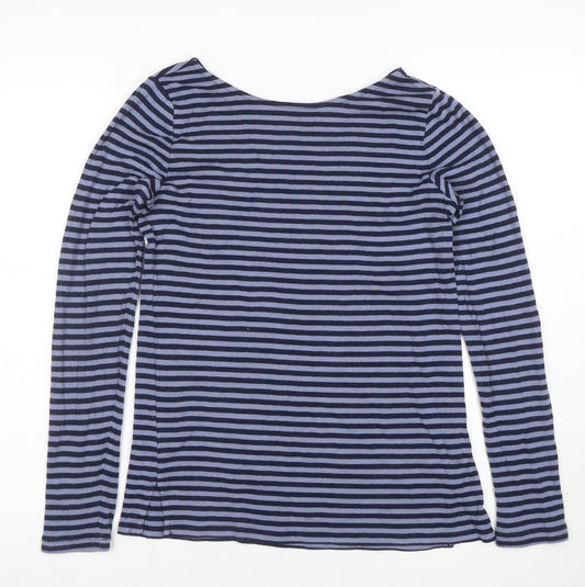 GAP Womens Blue Striped Long Sleeve Boat Neck Tee Size S