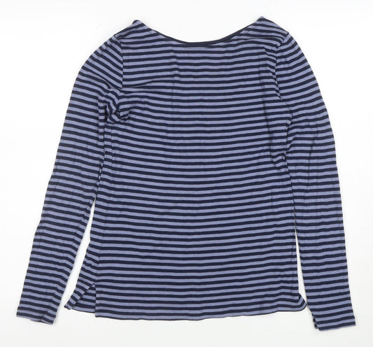 GAP Womens Blue Striped Long Sleeve Boat Neck Tee Size S