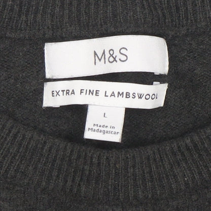 Marks and Spencer Men's Grey Wool Crew Neck Jumper Size L