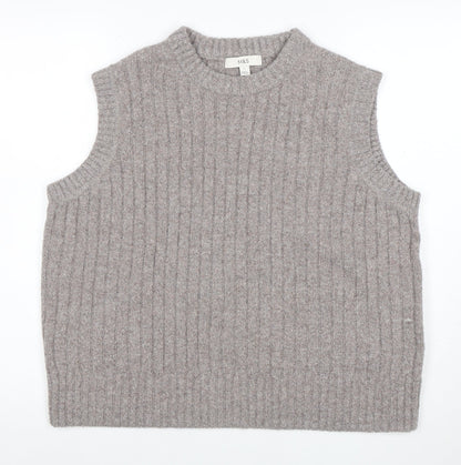 Marks and Spencer Women’s Beige Wool Knit Sleeveless Mock Neck Vest L