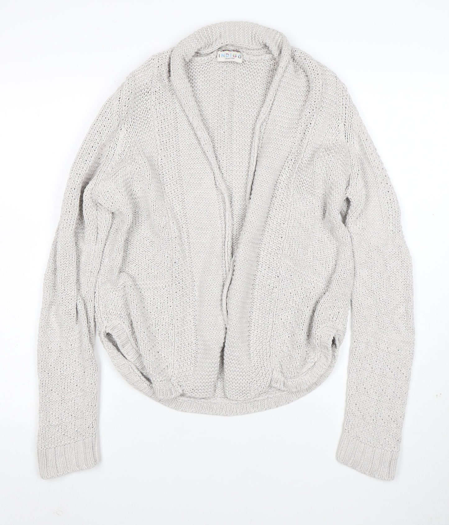 Marks and Spencer Women Grey Size 8 Chunky Knit Open Cardigan