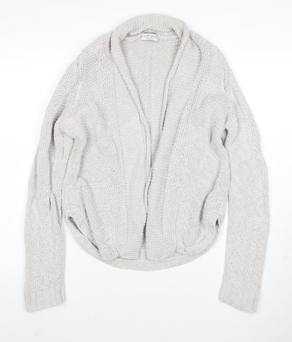 Marks and Spencer Women Grey Size 8 Chunky Knit Open Cardigan