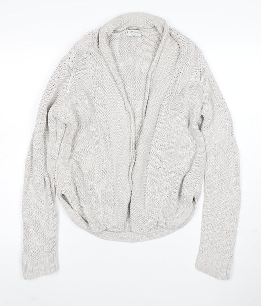 Marks and Spencer Women Grey Size 8 Chunky Knit Open Cardigan