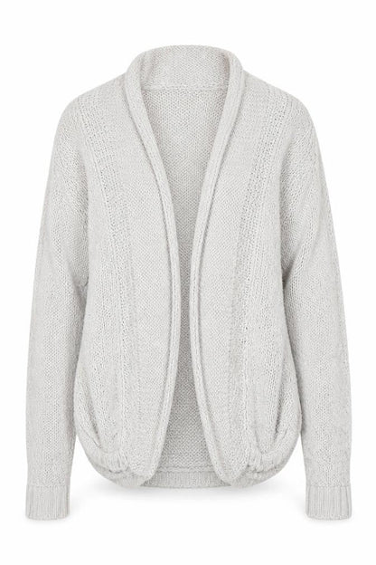 Marks and Spencer Women Grey Size 8 Chunky Knit Open Cardigan
