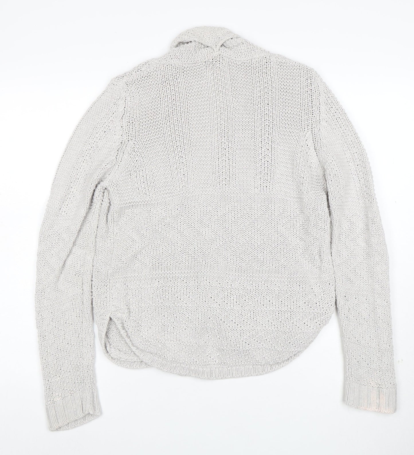 Marks and Spencer Women Grey Size 8 Chunky Knit Open Cardigan