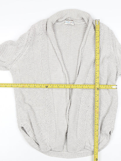 Marks and Spencer Women Grey Size 8 Chunky Knit Open Cardigan