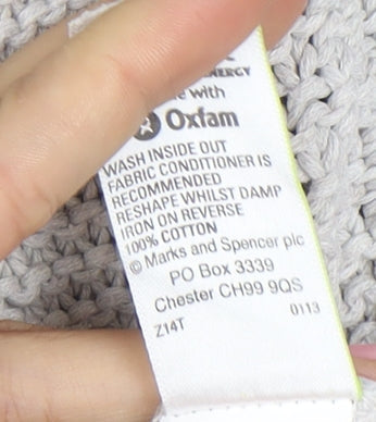 Marks and Spencer Women Grey Size 8 Chunky Knit Open Cardigan