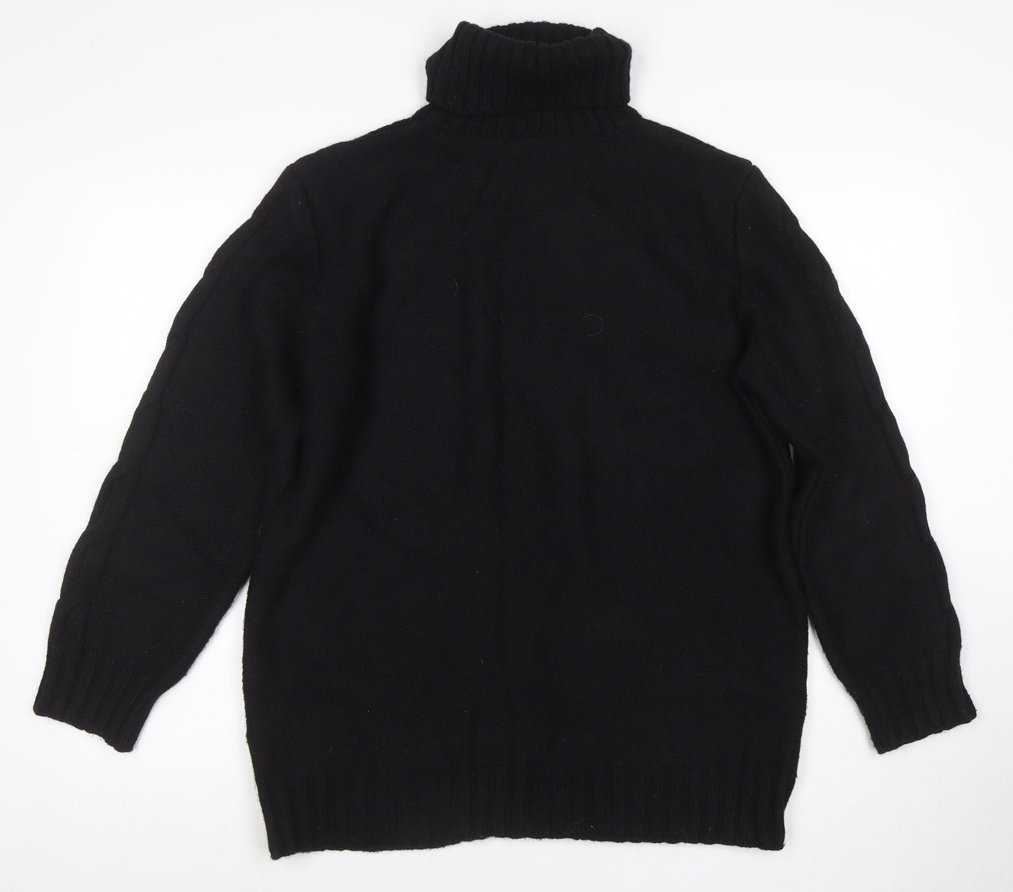 Marks and Spencer Women Black M Cable-Knit Roll Neck Jumper