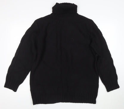 Marks and Spencer Women Black M Cable-Knit Roll Neck Jumper
