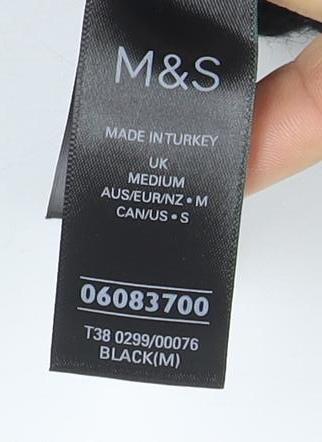 Marks and Spencer Women Black M Cable-Knit Roll Neck Jumper